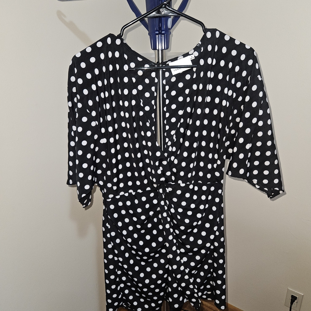 The Room Black and White Polka Dot Romper